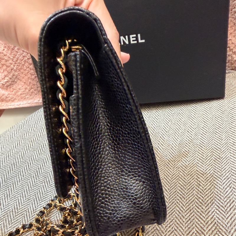 香奈兒woc 荔枝牛皮黑金-5