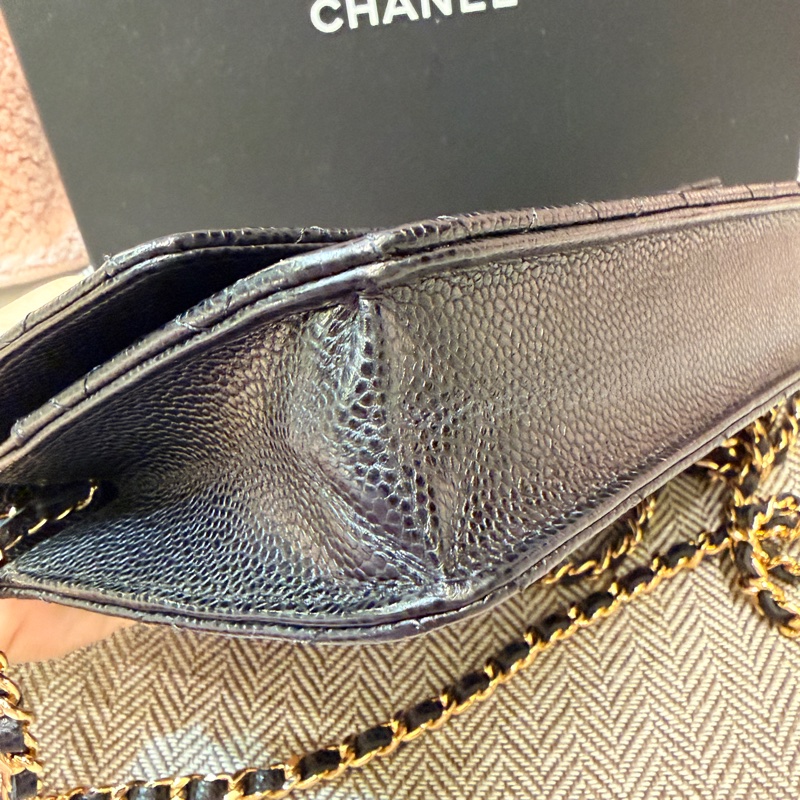 香奈兒woc 荔枝牛皮黑金-6