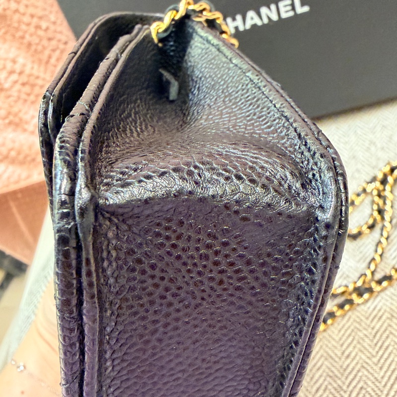 香奈兒woc 荔枝牛皮黑金-7