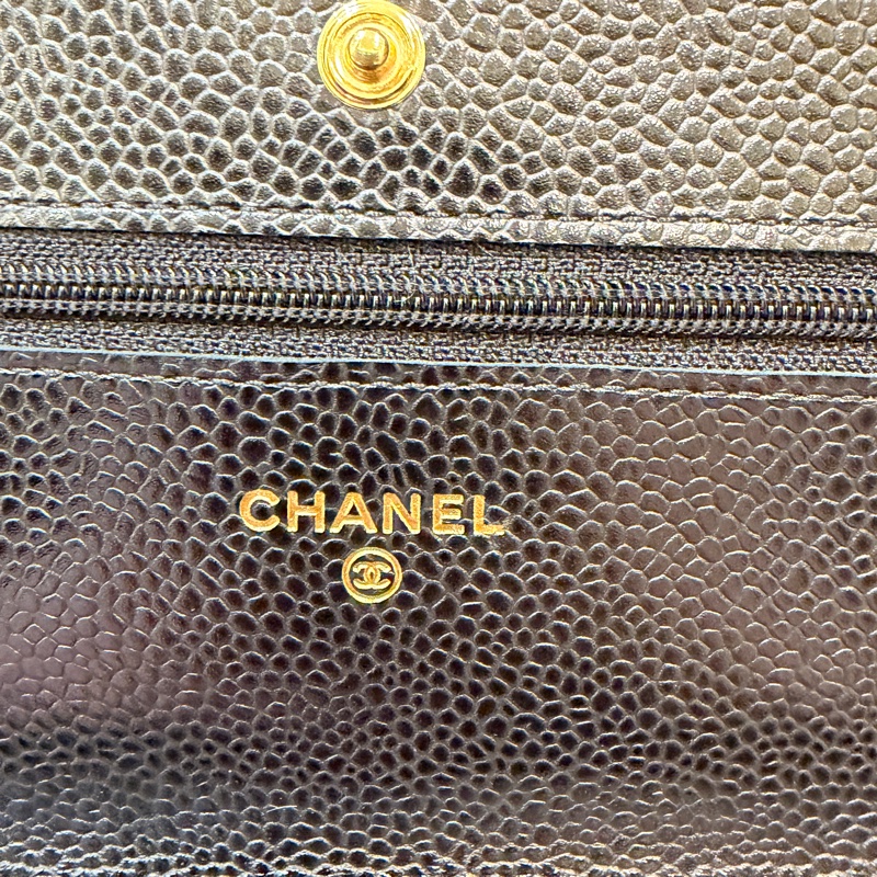 香奈兒woc 荔枝牛皮黑金-8