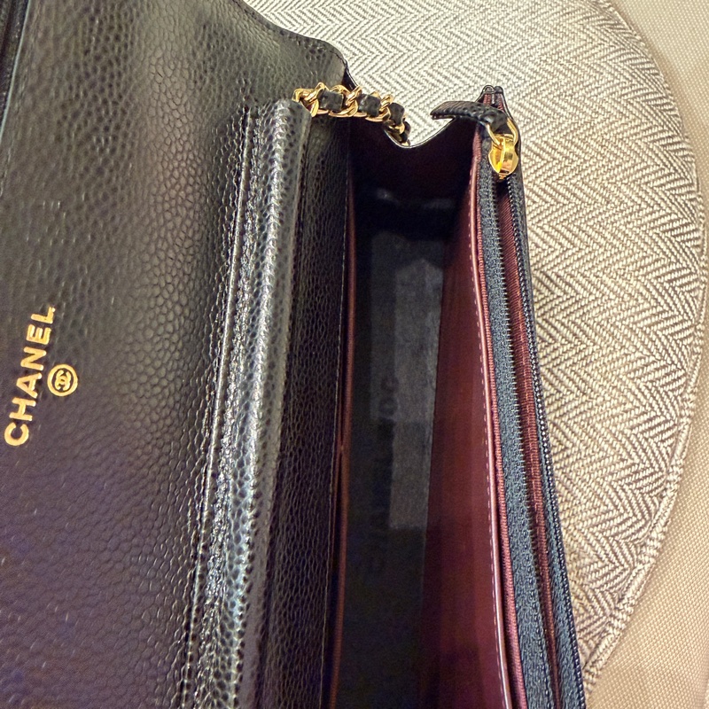 香奈兒woc 荔枝牛皮黑金-9