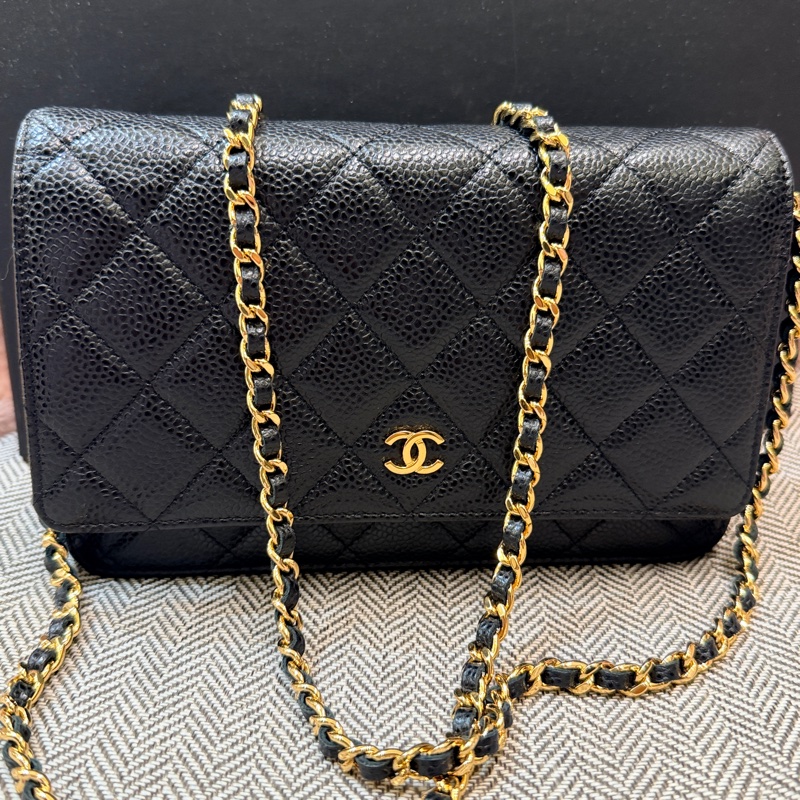 香奈兒woc 荔枝牛皮黑金-10