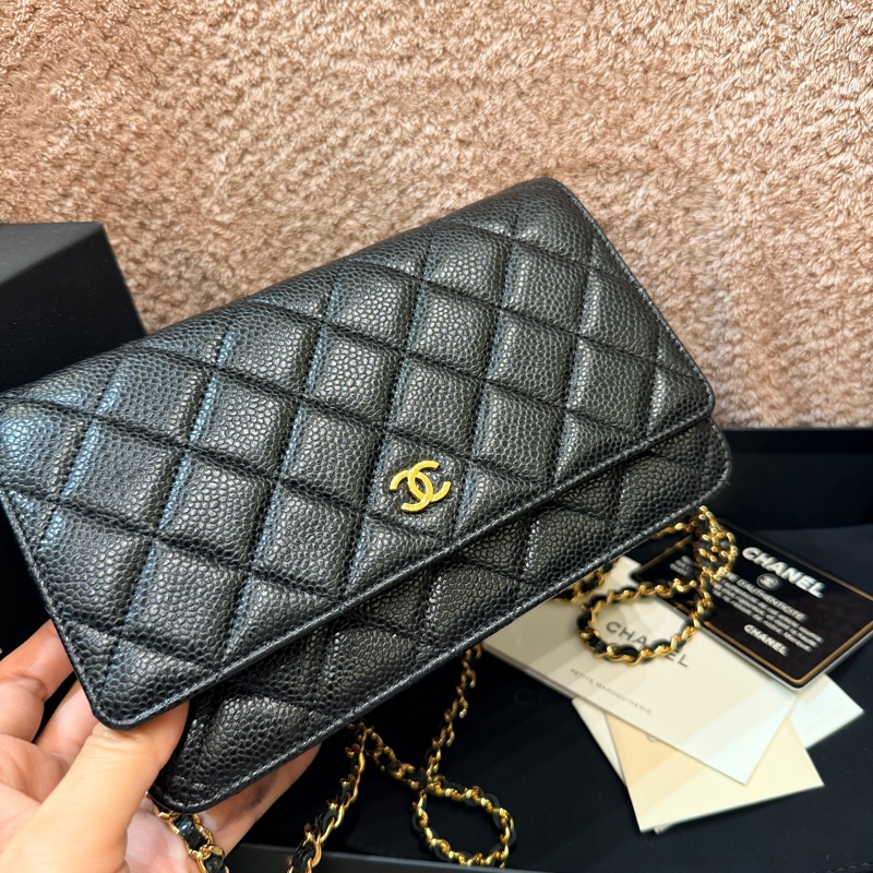 香奈兒woc 荔枝牛皮黑金-11