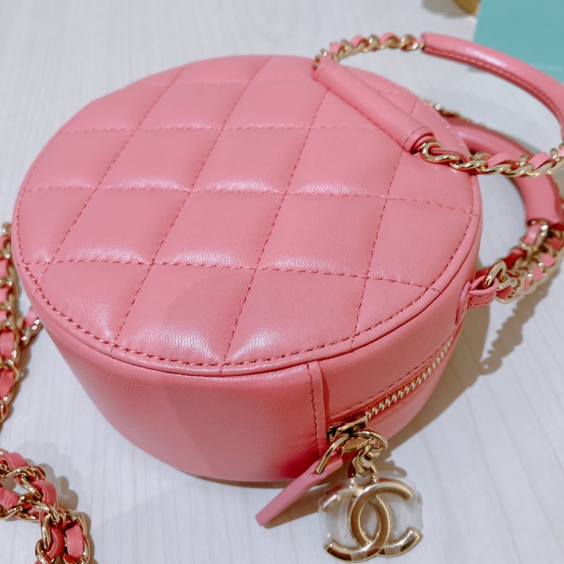 TK2035	 香奈兒 粉色 迷利包 Chanel Pink X GHW  Lambskin Round CC Top Handle Bag-4