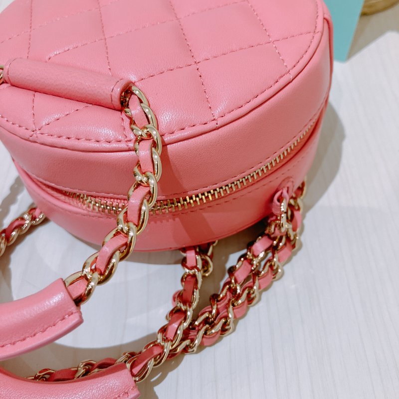 TK2035	 香奈兒 粉色 迷利包 Chanel Pink X GHW  Lambskin Round CC Top Handle Bag-6