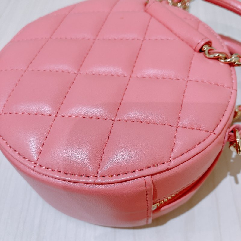 TK2035	 香奈兒 粉色 迷利包 Chanel Pink X GHW  Lambskin Round CC Top Handle Bag-8