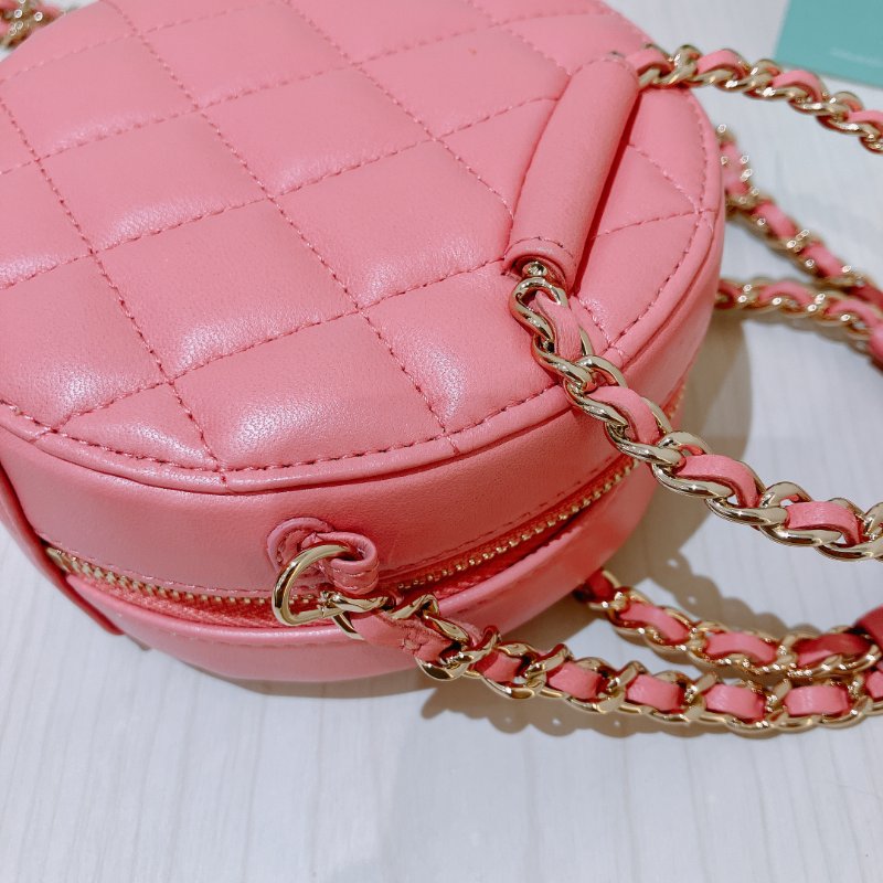 TK2035	 香奈兒 粉色 迷利包 Chanel Pink X GHW  Lambskin Round CC Top Handle Bag-9