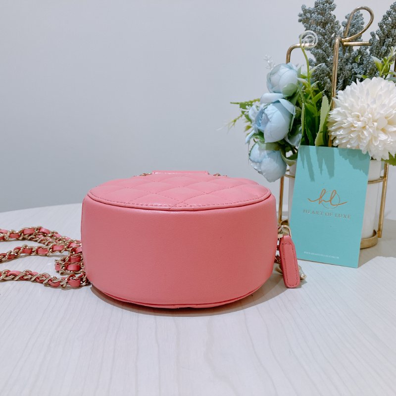 TK2035	 香奈兒 粉色 迷利包 Chanel Pink X GHW  Lambskin Round CC Top Handle Bag-10