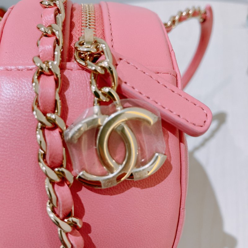 TK2035	 香奈兒 粉色 迷利包 Chanel Pink X GHW  Lambskin Round CC Top Handle Bag-15