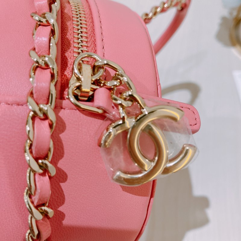 TK2035	 香奈兒 粉色 迷利包 Chanel Pink X GHW  Lambskin Round CC Top Handle Bag-16