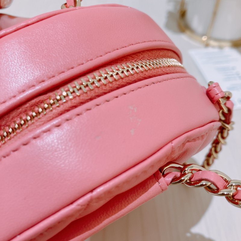 TK2035	 香奈兒 粉色 迷利包 Chanel Pink X GHW  Lambskin Round CC Top Handle Bag-19