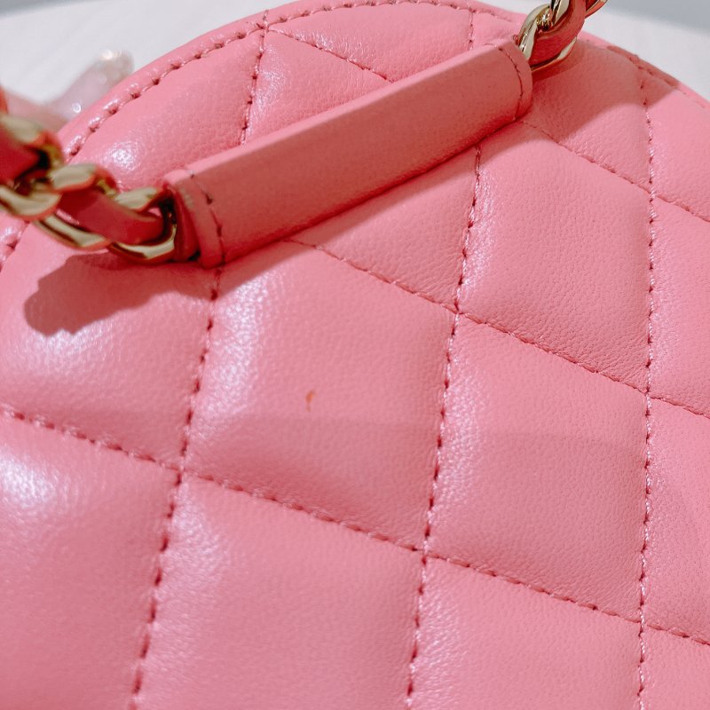 TK2035	 香奈兒 粉色 迷利包 Chanel Pink X GHW  Lambskin Round CC Top Handle Bag-20