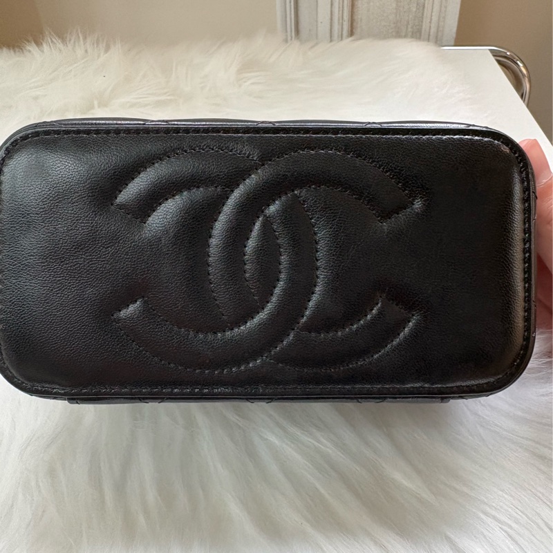 香奈兒Chanel Vanity Case化妝單肩盒子包 黑金色-4