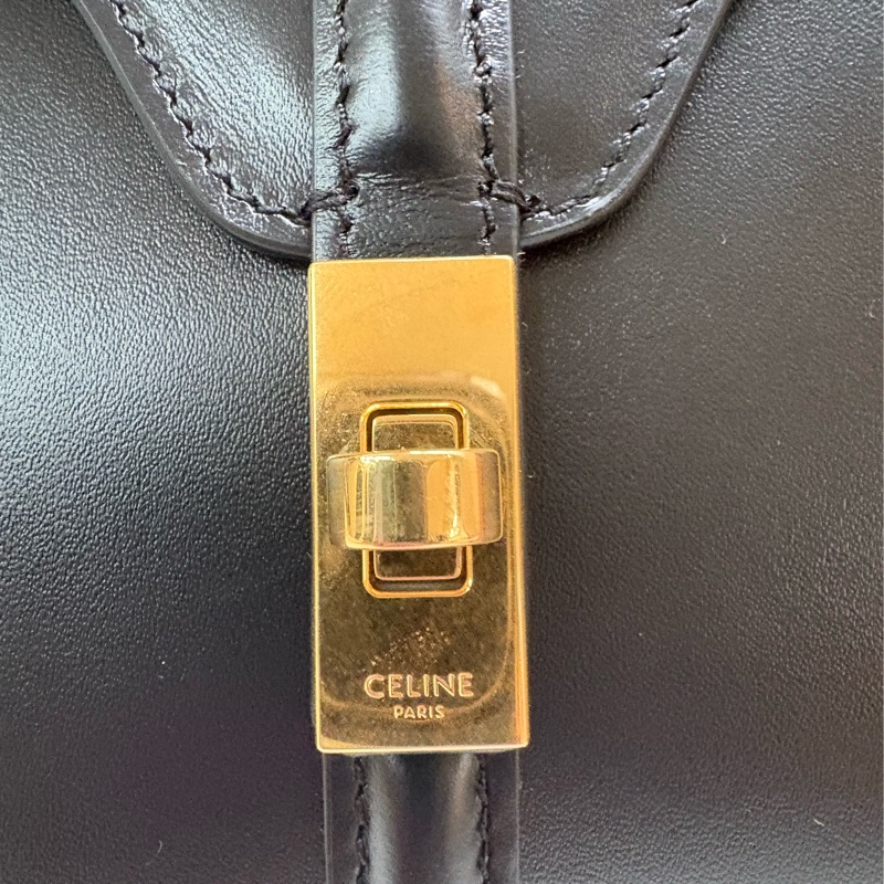 塞琳Celine 16緞面牛皮革小號手提肩背包 黑色-1