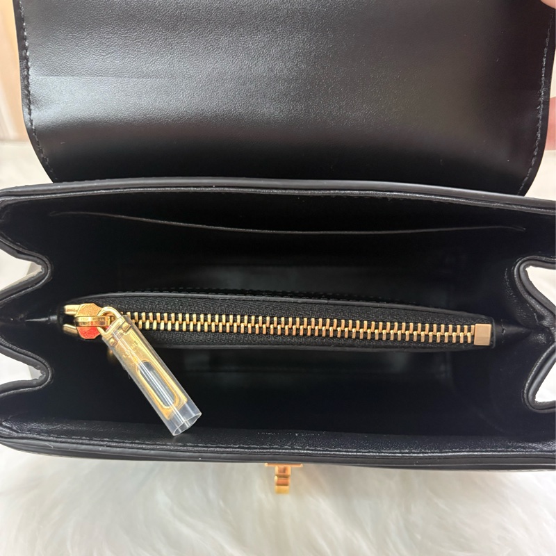 塞琳Celine 16緞面牛皮革小號手提肩背包 黑色-4