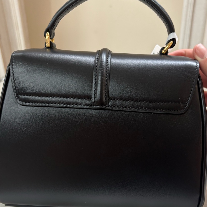 塞琳Celine 16緞面牛皮革小號手提肩背包 黑色-9