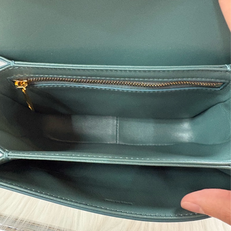 塞琳Celine 亮面小牛皮Teen Triomphe腋下手提單肩包 煙綠色-5