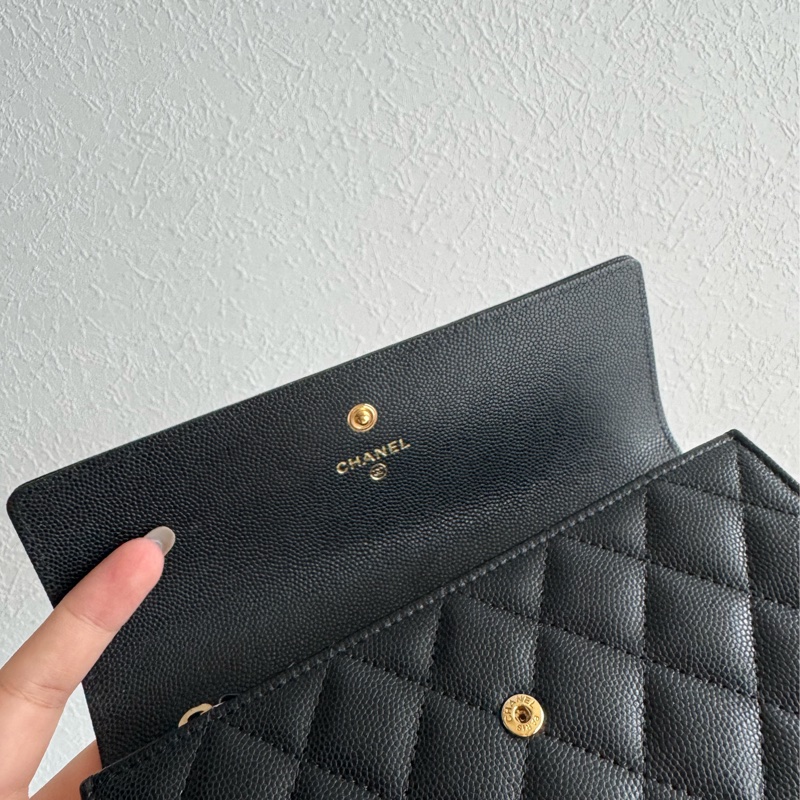 Chanel 黑色金boy釦式長夾-14