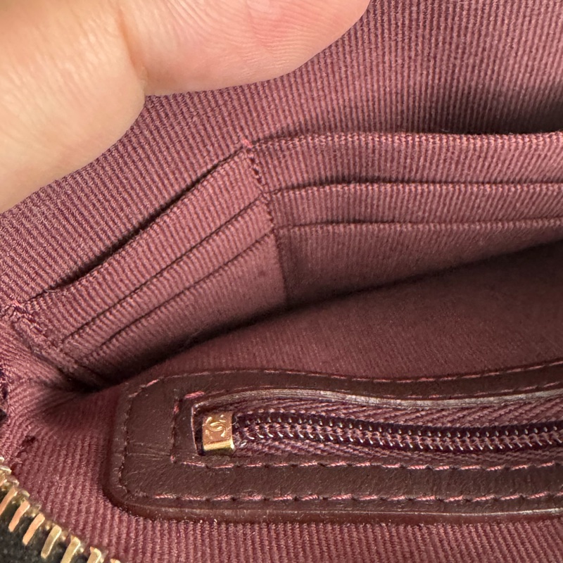 Chanel 黑羊皮淡金雙層斜背包-24
