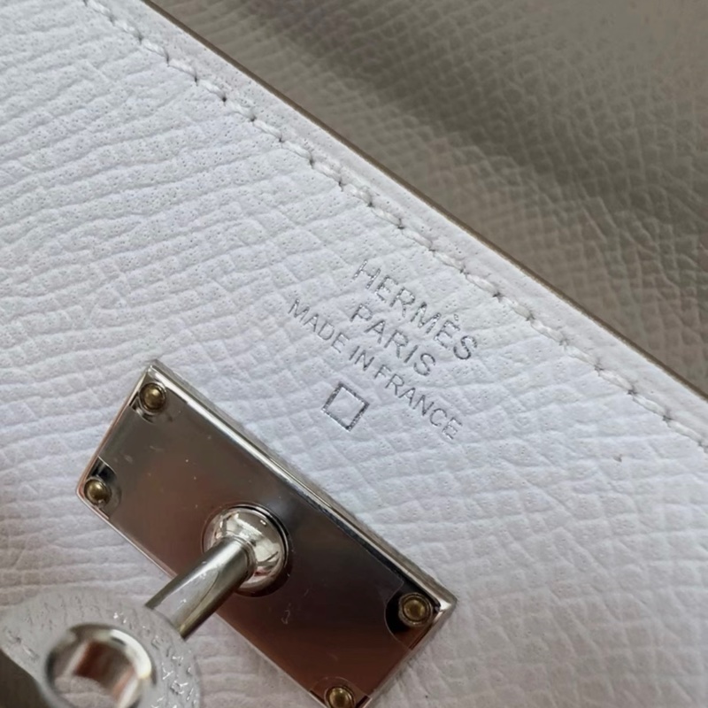 Hermes爱马仕Hermes Kelly to go touch 奶灰色拼冰晶灰鳄鱼皮，epsom皮，b刻，2024年1月票-5
