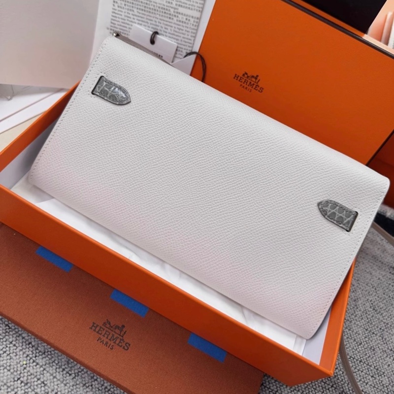 Hermes爱马仕Hermes Kelly to go touch 奶灰色拼冰晶灰鳄鱼皮，epsom皮，b刻，2024年1月票-7