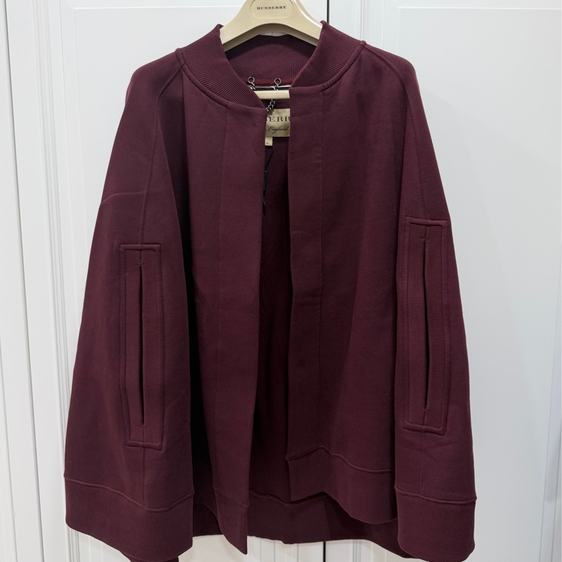 Burberry  勃艮第紅 披肩 斗篷 外套 罩衫-0