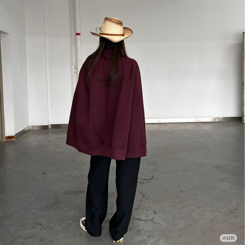 Burberry  勃艮第紅 披肩 斗篷 外套 罩衫-2