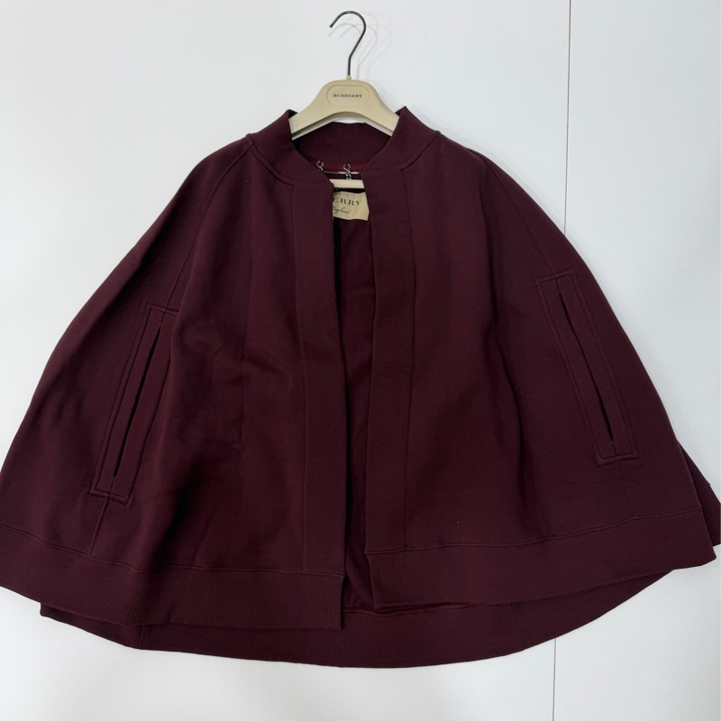 Burberry  勃艮第紅 披肩 斗篷 外套 罩衫-5