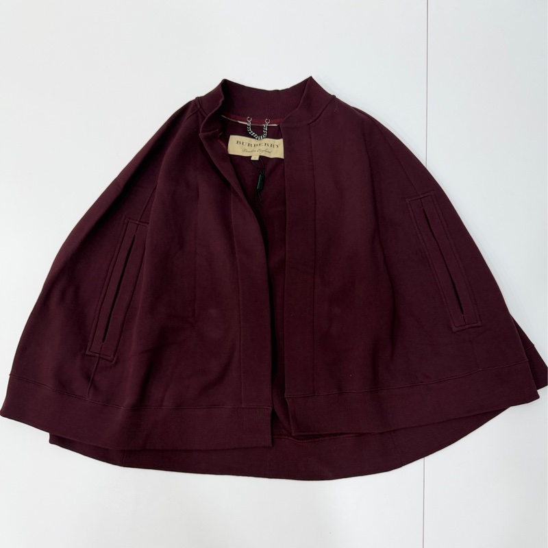 Burberry  勃艮第紅 披肩 斗篷 外套 罩衫-6