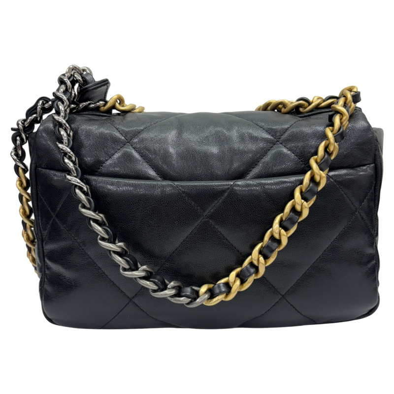黑色 羊皮 19 Flap 菱格紋 荔枝紋 肩背包【CHANEL 香奈兒】 AS1160-2