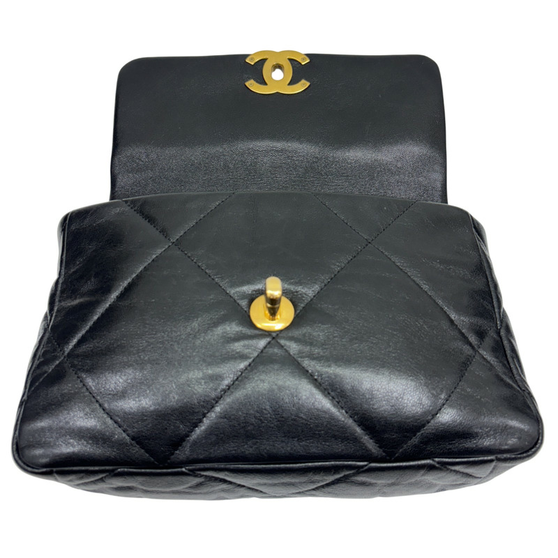 黑色 羊皮 19 Flap 菱格紋 荔枝紋 肩背包【CHANEL 香奈兒】 AS1160-4
