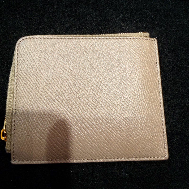 Celine L型大象灰拉鏈零錢包內裡淡藍色牛皮卡片夾二合一-1