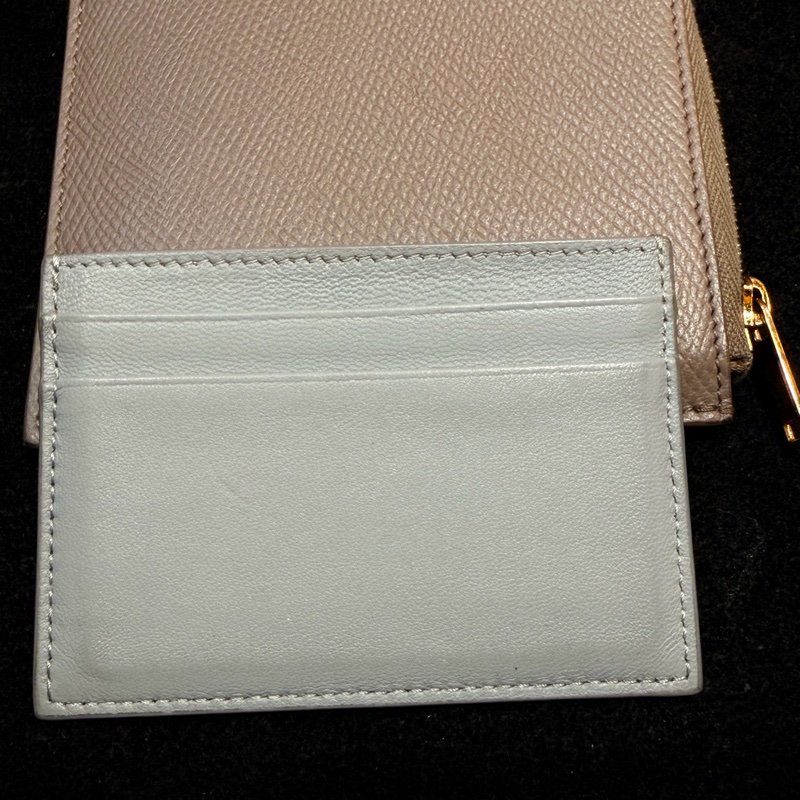 Celine L型大象灰拉鏈零錢包內裡淡藍色牛皮卡片夾二合一-24