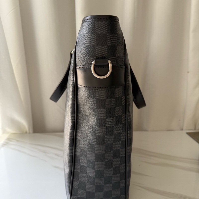 Louis Vuitton 路易威登 黑色 棋盤格 公文包 手提包 有肩帶-3