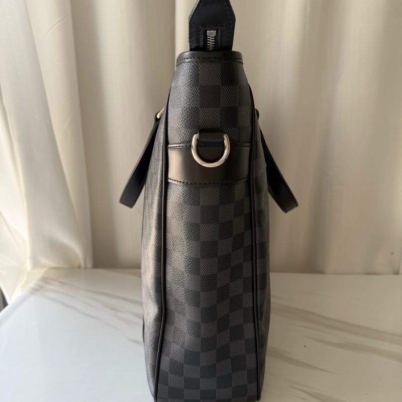 Louis Vuitton 路易威登 黑色 棋盤格 公文包 手提包 有肩帶-4