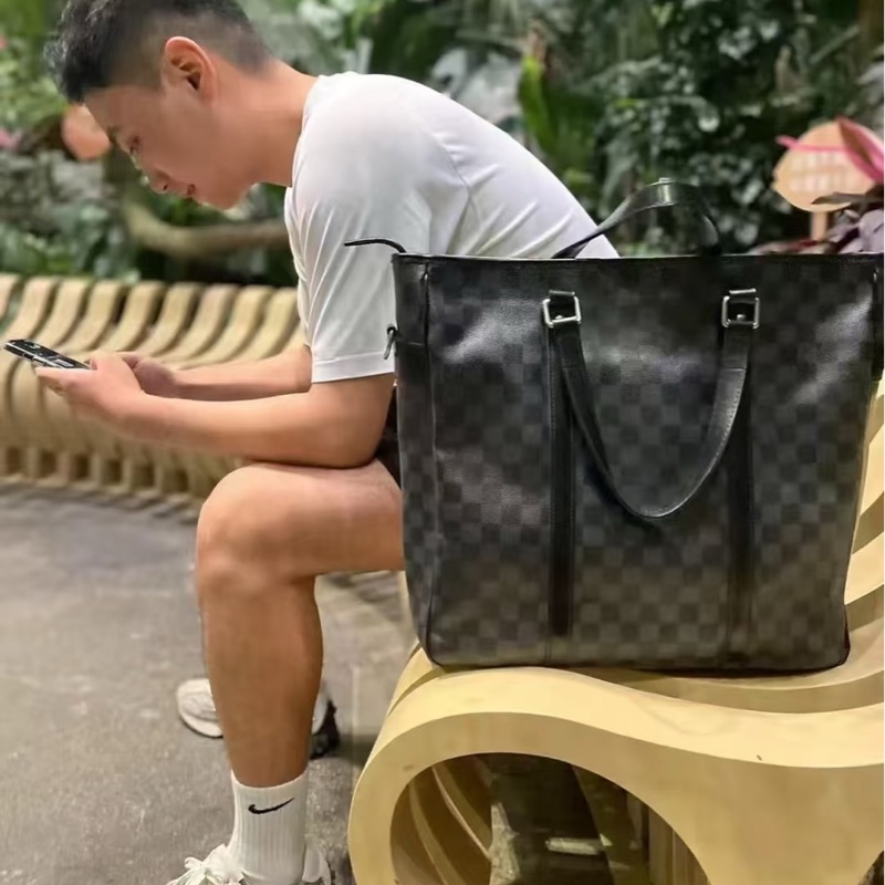 Louis Vuitton 路易威登 黑色 棋盤格 公文包 手提包 有肩帶-10