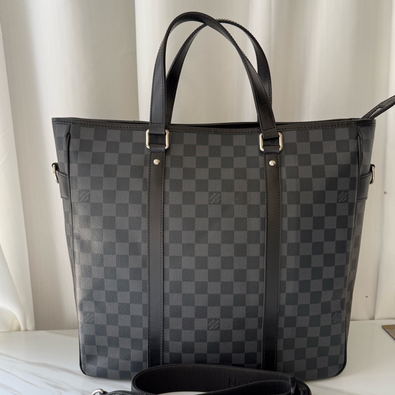 Louis Vuitton 路易威登 黑色 棋盤格 公文包 手提包 有肩帶-11