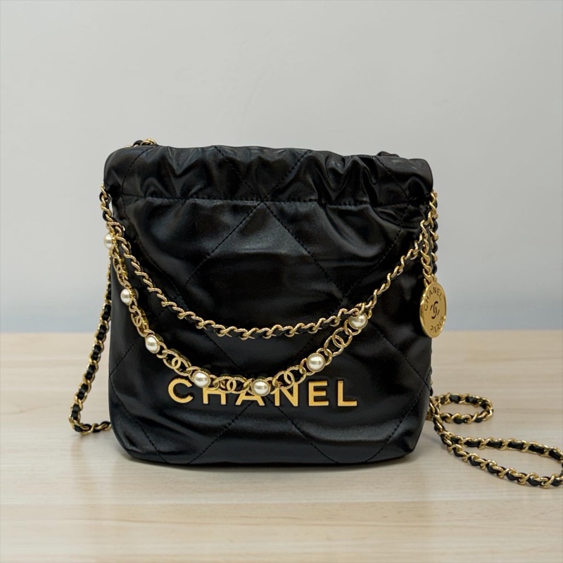 莉亞精品♡Chanel 22bag mini 季節限定珍珠 二手美包-0