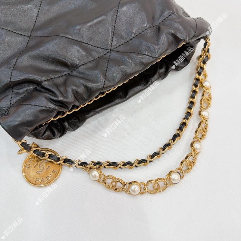 莉亞精品♡Chanel 22bag mini 季節限定珍珠 二手美包-4