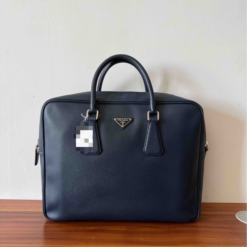 普拉達 Prada 藍色 正標 男土公文包  缺肩帶 🈚附件-0