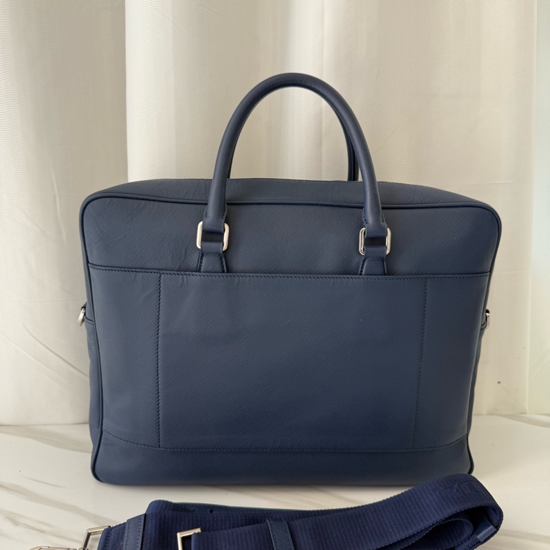 Prada 普拉達 藍色 正標 男士公文包 有肩帶 🈚附件-1
