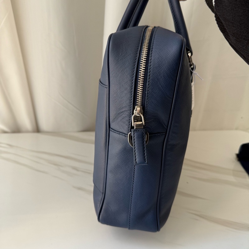 Prada 普拉達 藍色 正標 男士公文包 有肩帶 🈚附件-3