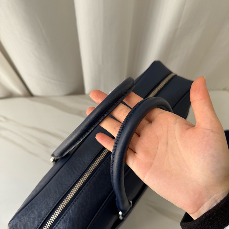 Prada 普拉達 藍色 正標 男士公文包 有肩帶 🈚附件-5