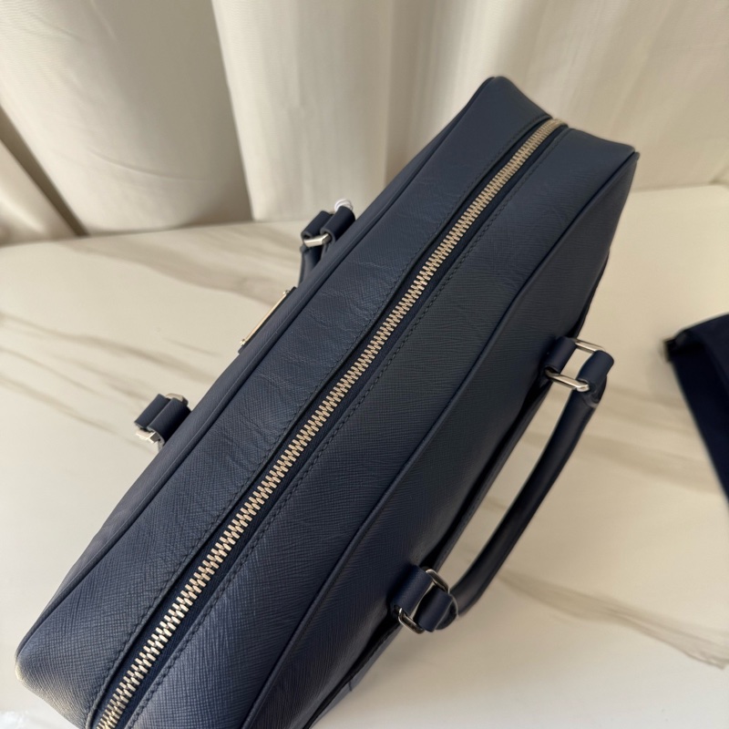 Prada 普拉達 藍色 正標 男士公文包 有肩帶 🈚附件-6