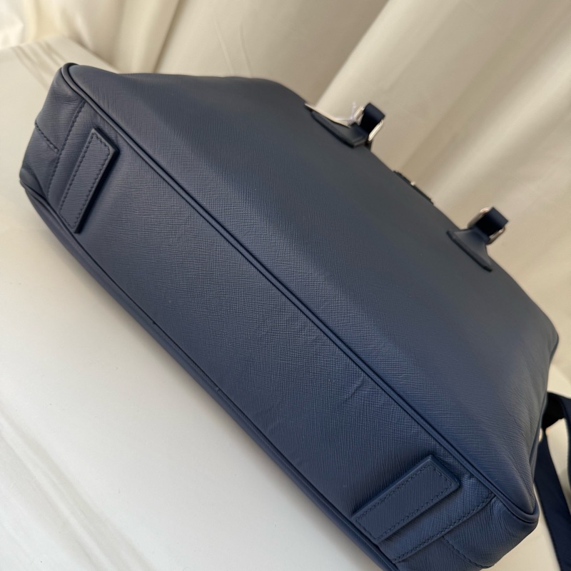 Prada 普拉達 藍色 正標 男士公文包 有肩帶 🈚附件-9