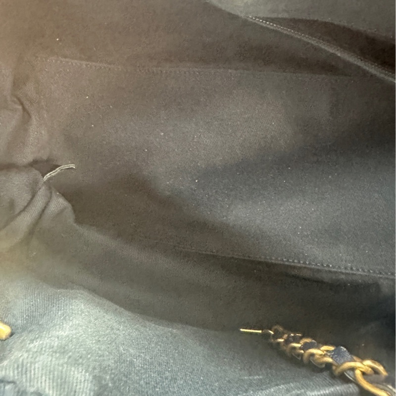 Chanel 香奈兒藍色V紋單肩手提包，金扣大雙C拉鍊頭-5