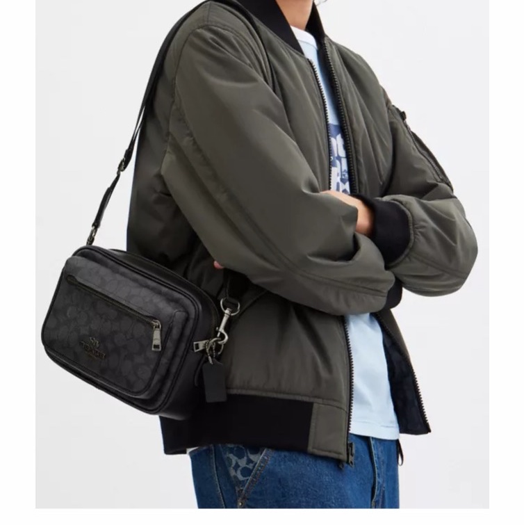 Coach 男士 徽標斜挎包均碼碼24.77cm*8.89cm*16.51cm-5