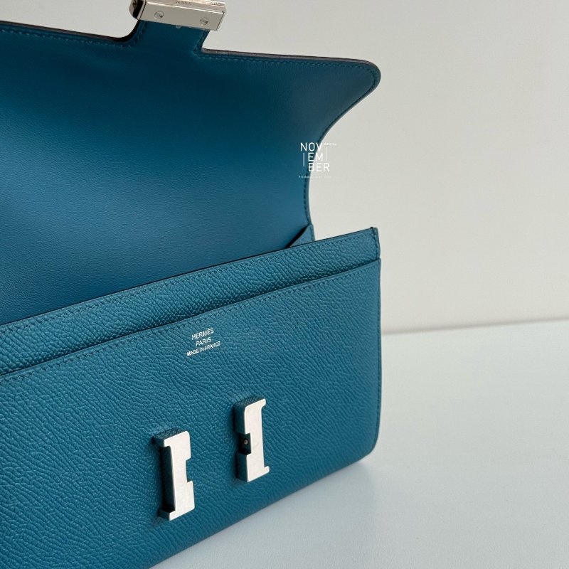 99新🆕 Hermès 愛馬仕 Constance 長款錢包 海峽綠銀釦-3
