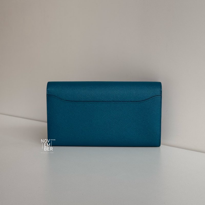 99新🆕 Hermès 愛馬仕 Constance 長款錢包 海峽綠銀釦-5