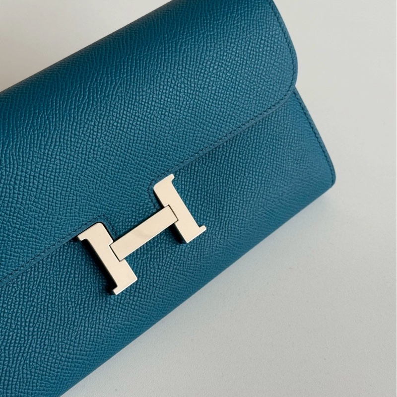99新🆕 Hermès 愛馬仕 Constance 長款錢包 海峽綠銀釦-6